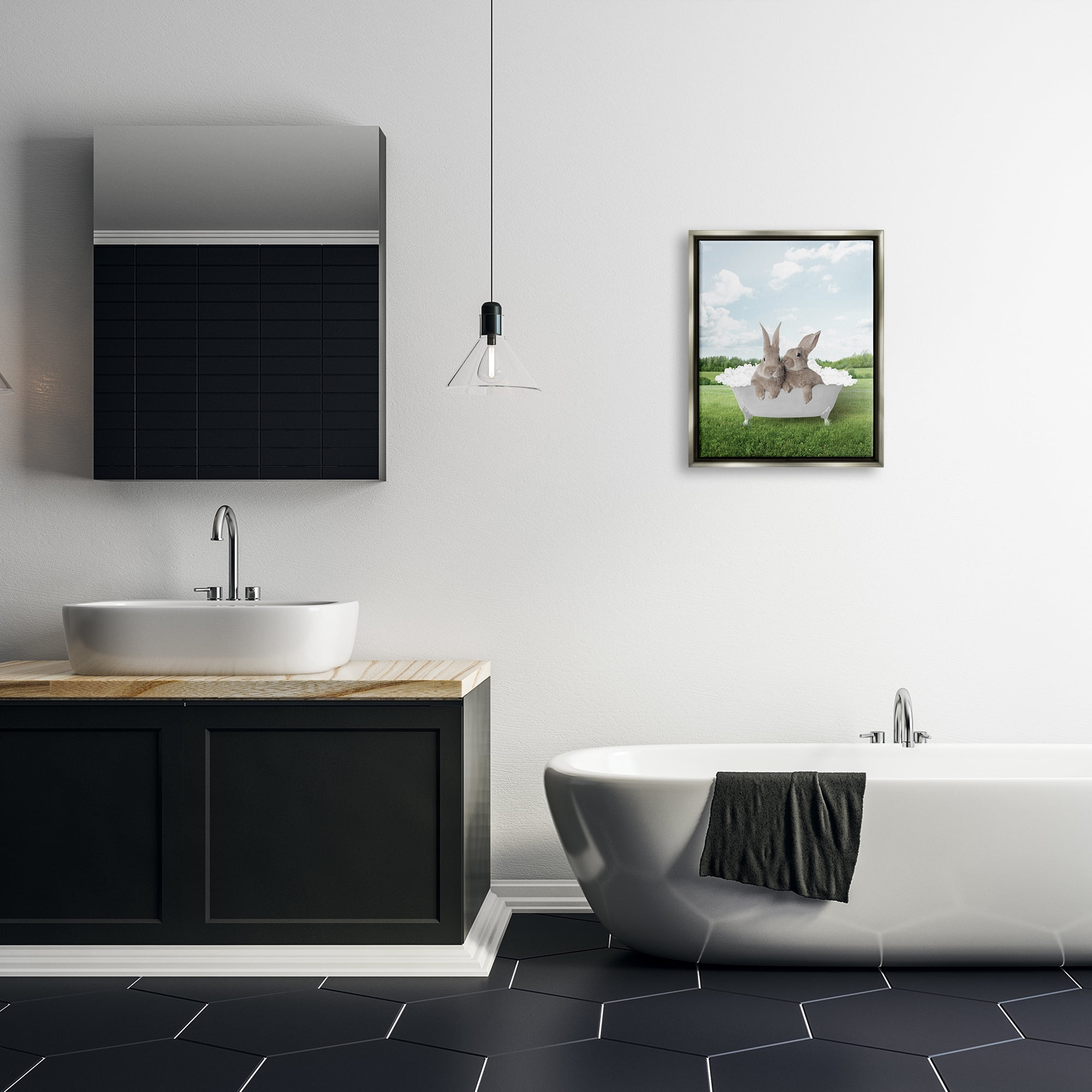 Stupell Industries Bubble Bath in Field Nature Painting Gray Floater Framed Art Print Wall Art, 17 x 21