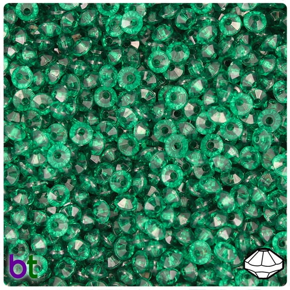 BeadTin Forest Green Transparent 6mm Faceted Rondelle Craft Beads (1350pcs)