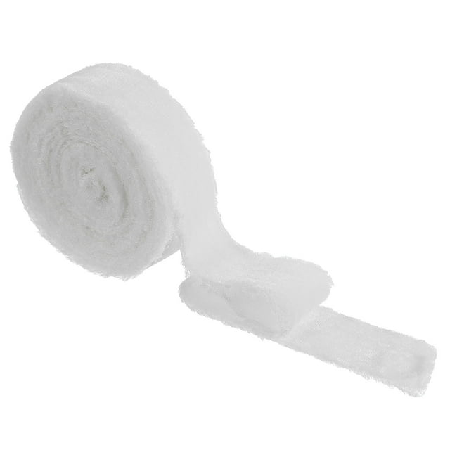 Uxcell Velvet Ribbon Wide Handmade Frayed Raw Edge Thick Fringe Ribbon Wide Fringe Fabric Ribbons White