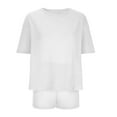 thumbnail image 5 of Two Piece Sets for Women Summer Plus Size Fashion Solid Color Short-Sleeved Casual Sports Home Wear Suit, 5 of 7