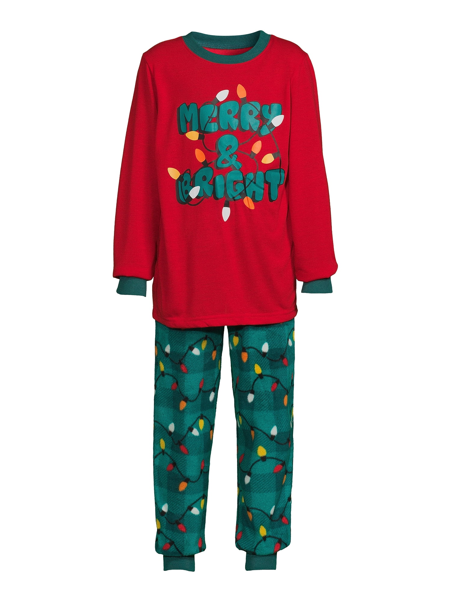 Jolly Jammies Boys and Girls Unisex Merry & Bright Matching Family Pajamas Set, 2-Piece, Sizes 6-12