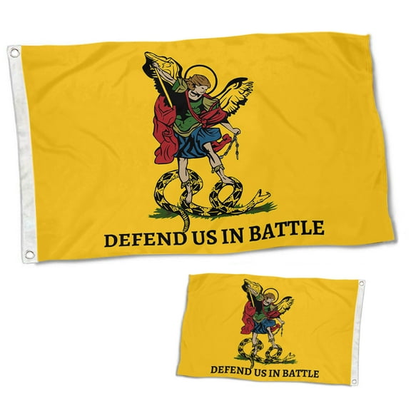 Dutern Double Sided Holy Michael the Archangel Flag defend us in battle Flag Banner 3 Ply with Brass Grommets 12x18 Inch