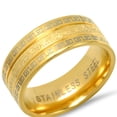 thumbnail image 2 of Men's 18K Gold Plated Stainless Steel Sand Dust Inlay Ring with Greek Key Accents, 2 of 3