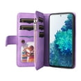 thumbnail image 3 of Zipper Wallet Case for Samsung Galaxy S20 FE Large Capacity Card Slots Holder Magnet Clasp Cover, Luxury PU Leather Anti-Shock Flip Folio Case with Kickstand Wrist Strap Handbag Protective Case,Purple, 3 of 9