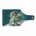 thumbnail image 1 of Outer Space Cutting Board, Woman Astronaut Hands with Her Better Half Pop Art Style Comic Graphic, Decorative Tempered Glass Cutting and Serving Board, Wine Bottle Shape, Beige Blue, by Ambesonne, 1 of 1