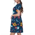 thumbnail image 2 of Fotbe Ocean Floor Animals Vestido Largo de Moda para Mujer, Vestido Tipo Camiseta con Manga Corta y Estilo Casual a Rayas y Bloques de Color, 2 of 6