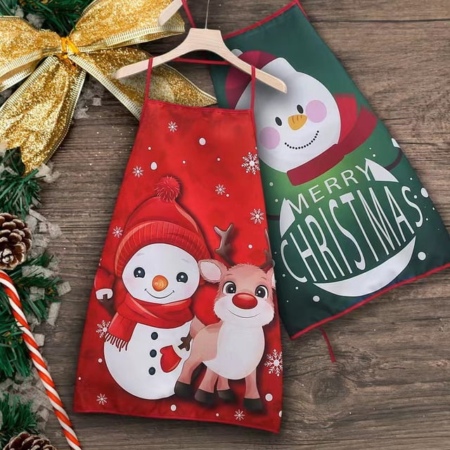 Jinsinto 3 Pieces Christmas Aprons Adult Elf Aprons Santa Apron Adjustable Kitchen Cooking Apron for Christmas Party Chef Cooking