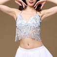 thumbnail image 3 of Top corto para danza del vientre para mujer, top con lentejuelas, top tipo halter, camiseta sin mangas con tiras y espalda descubierta, chaleco sin mangas para disfraz, 3 of 8