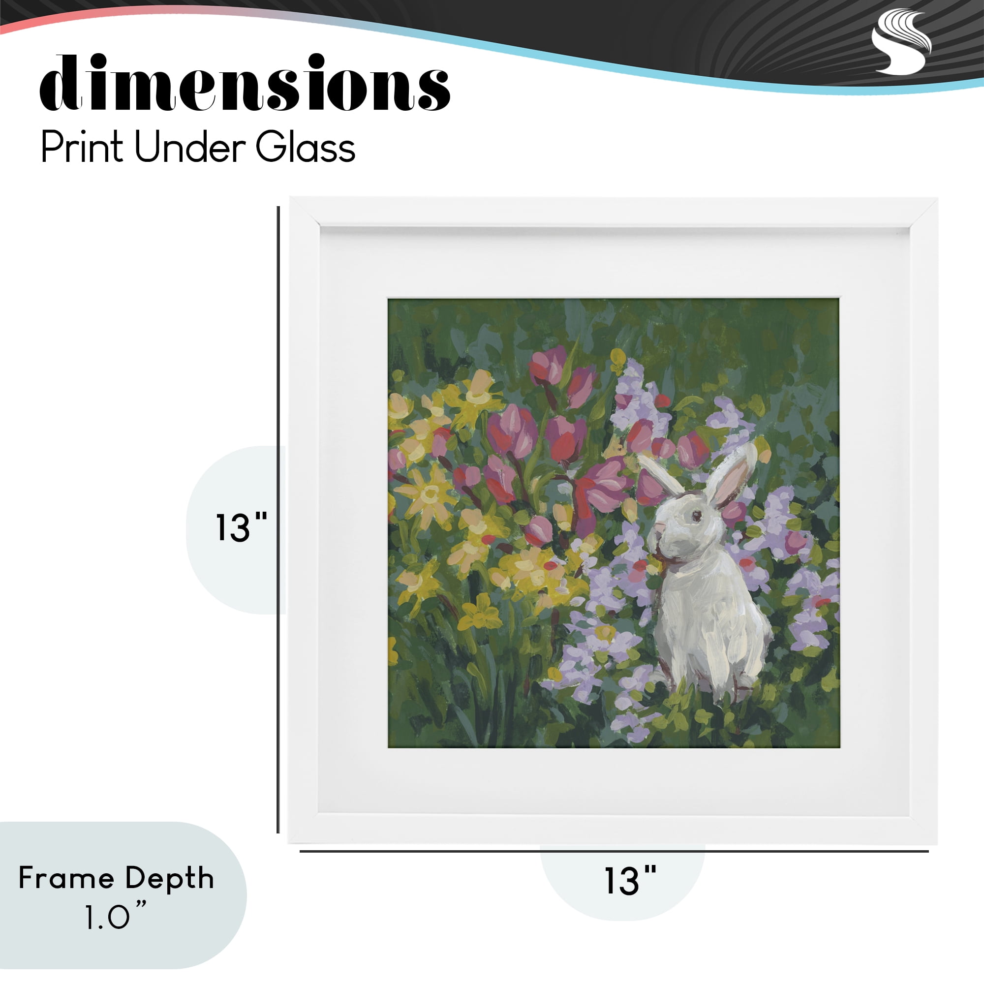 Stupell Industries Botanical Bliss Bunny White Framed Print Under Glass, design by June Erica Vess