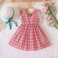 thumbnail image 4 of Baby Girl Dress Small And Medium Sized Summer Sleeveless Vest Plaid Bowknot Dress Casual Skirt Flowy Beach Dress,Size 4 Years-5 Years, 4 of 8