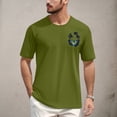 thumbnail image 2 of NAMTYQX Summer Shirts for Men Plus Size Soft Pattern Stretchy Baggy Crewneck Lightweight Lounges Casual Short Sleeve Mens T-Shirts Army Green Size 2XL, 2 of 5
