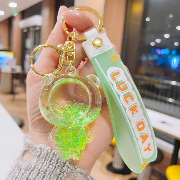 Creativo en aceite acrílico flotante burbuja con cuentas oso llavero arena movediza llavero bolsa colgante pareja regalo Anime llavero xuanjing unisex