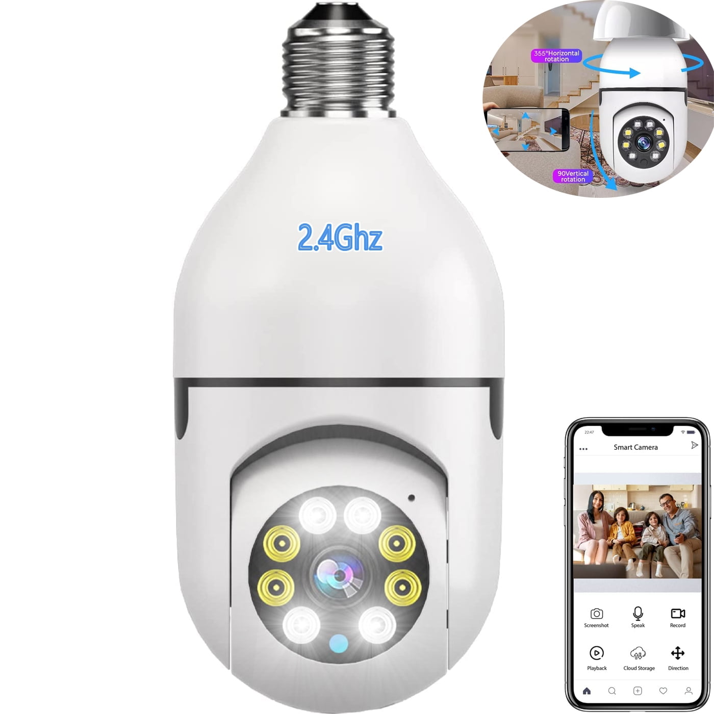 GeCam 2.4G WiFi Light Bulb Camera Light Bulb Security Camera Lightbulb ...
