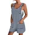thumbnail image 2 of Women's Sleeveless Romper Jumpsuit - Loose Striped Summer Casual Overalls with Pockets & Adjustable Straps ,Blue,M, 2 of 8