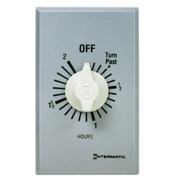 Intermatic FF2H 2-Hour Spring Loaded Wall Timer SPST No Hold - Enhance Energy Efficiency with Universal Compatibility - Automatic Timer for Effortless Control, Brushed Metal Finish