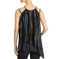 thumbnail image 5 of Love Scarlett Women’s Pleated Overlay Asymmetric Blouses Top, Black, Small, 5 of 5