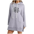 thumbnail image 2 of EchfiProm Womens Sweatshirts Pullover with Pockets Hoodies Comfy Gray Hooded Long Sleeve Tunic Tops for Womem Letter, 2 of 4