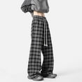thumbnail image 3 of Mqqzkk Men's Plaid Pants Oversized ightweight Sweatpants Open Bottom Straight Leg Gym Sweatpants Pants with Pockets, 3 of 5