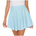 thumbnail image 3 of Women Casual Mini Stretch Waist Flared Plain Pleated Skater Skirt (Medium, Black), 3 of 7