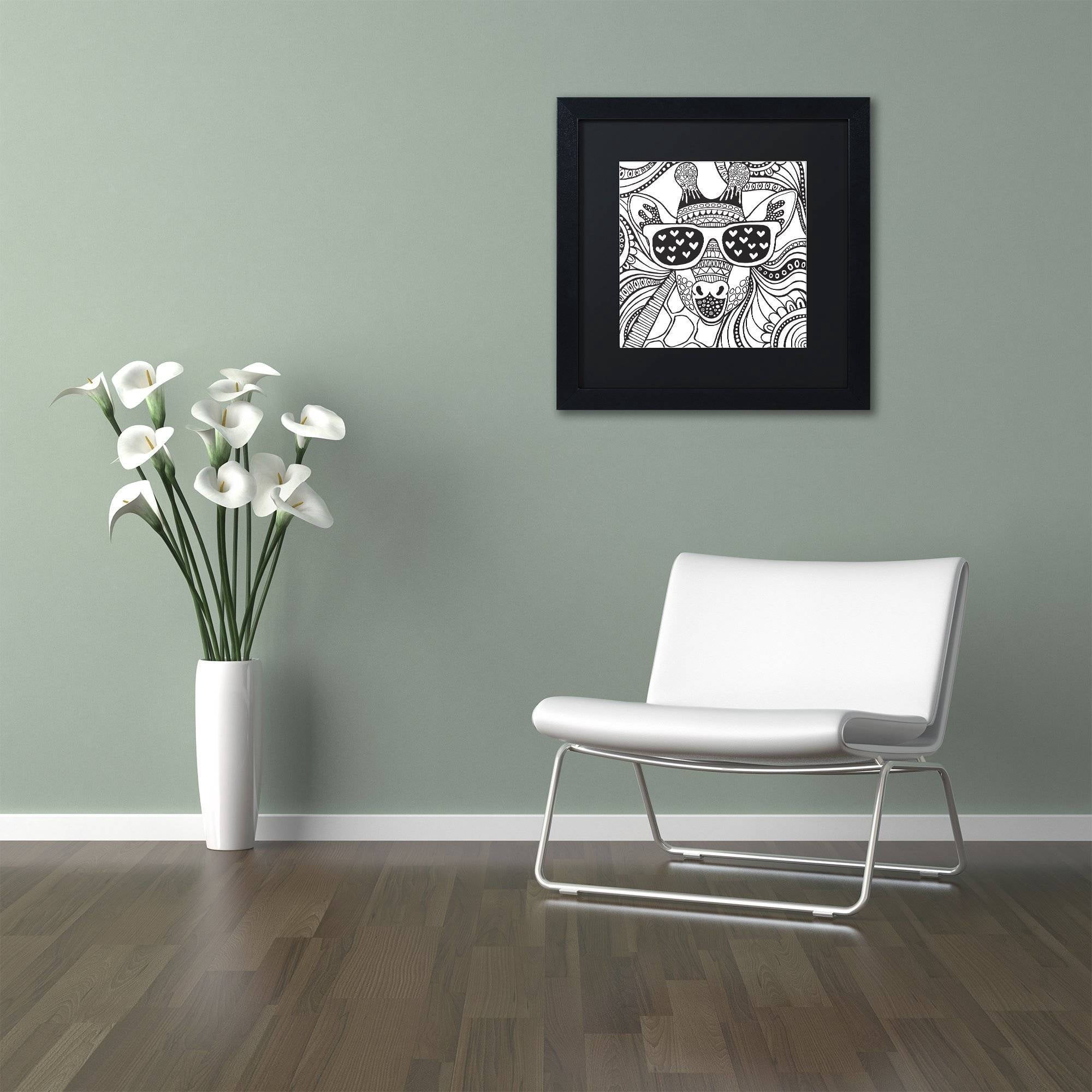 Trademark Fine Art "Cool Giraffe" Canvas Art by Hello Angel, Black Matte, Black Frame