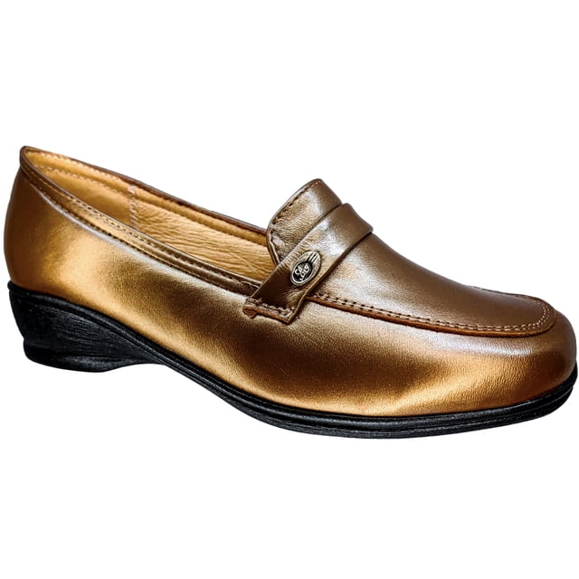 Mocasín Piel Borrego Cómodo Tacón Herraje Pie Delicado CB3 Cobre