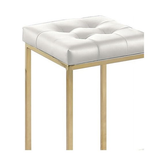 Jersey White Faux Leather Counter Height Stool in Gold (Set of 2)