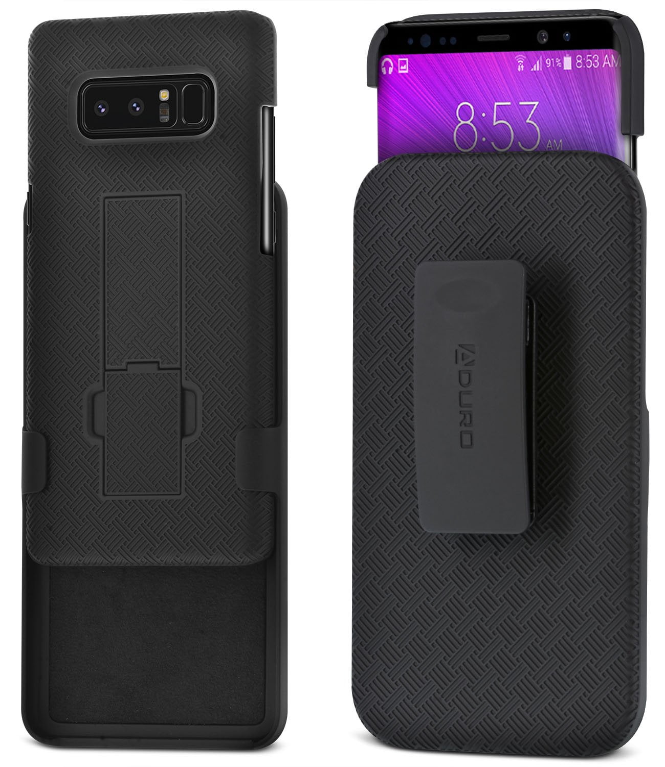Aduro Samsung Galaxy S8 Plus Holster Shell Case Black COMBO Series Super Slim Shell Case with Built-In Kickstand and Swivel Belt Clip Holster for Samsung Galaxy S8 Plus