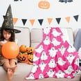 thumbnail image 4 of PEIBang Halloween Ghost Throw Blankets Halloween Home Decorations,Cute Halloween Spooky Pink and White Throw Blanket,Lightweight Cozy Blanket for Couch,Sofa,Bed,Livingroom Decorations, 4 of 6