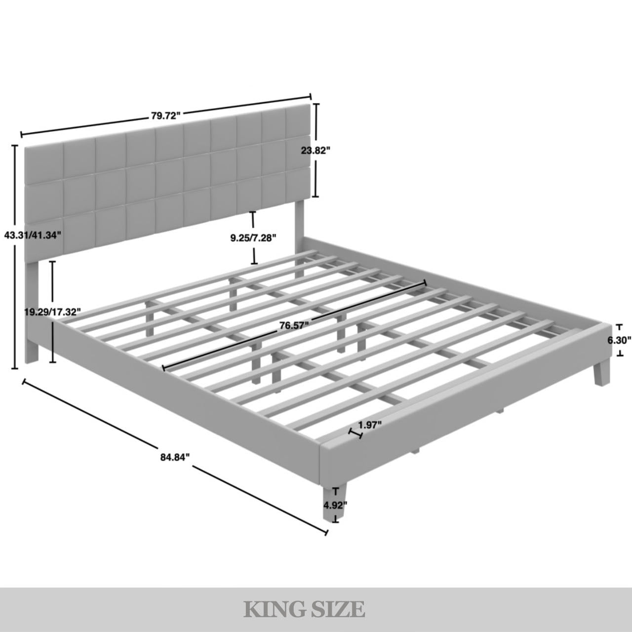 Castle Place Elegant Velvet Upholstered King Platform Bed, Black