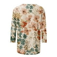 thumbnail image 5 of Women's Summer Tops 2025 Trendy 3/4 Sleeve T Shirts Floral Print Graphic Tees Dressy Casual Crew Neck Blouse Elbow Sleeve Comfy Loose Fit Pullover Sweatshirt, 5 of 5