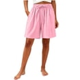 thumbnail image 2 of QSXADF Women Pajama Shorts Sleep Bottoms Solid Shorts Color Elastic Waist with Pockets Breathable For Women Home Sleepwear Ladies Loungewear, 2 of 6