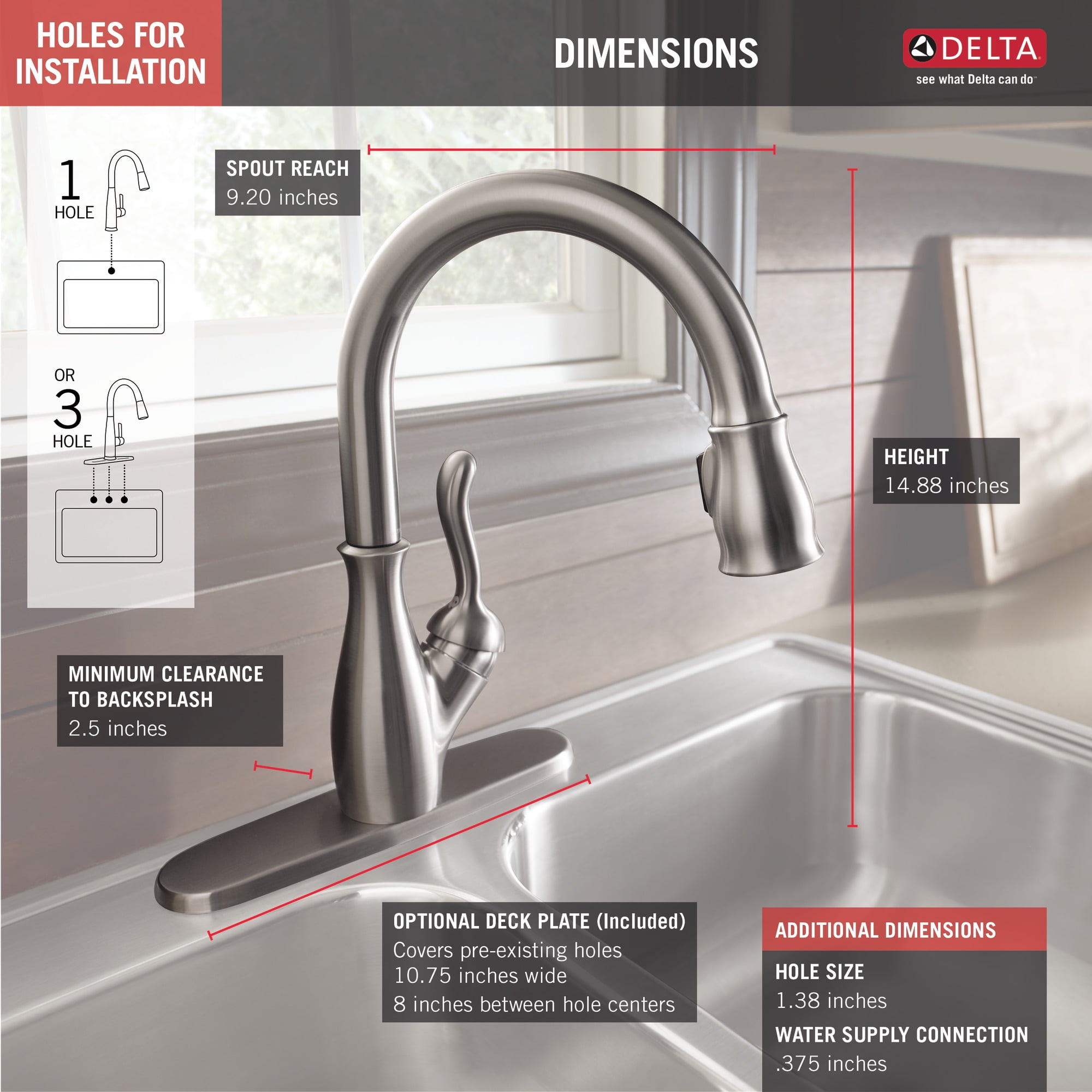 Delta Leland Single Handle Pull Down Kitchen Faucet In Chrome 9178