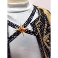 thumbnail image 3 of 3-Piece Halloween Cosplay G'irl's Costume, Luxury Popular Singer Stage Performance Outfit, Black Printed , Ages 3-12, 3 of 6