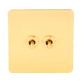 thumbnail image 1 of PinesC Toggle Switch, Imitation Gold Stainless Steel Panel Dual Control Wall Toggle Switch, AC250V, for Bedroom, Living Room, Office, 1 of 4