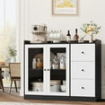 thumbnail image 4 of PIONEERWORKS 43" Sideboard Buffet Cabinet with Storage Cabinet and Adjustable Shelves, Coffee Bar Cabinet with Glass Doors and 3 Drawers for Kitchen, Dining Room, 4 of 9