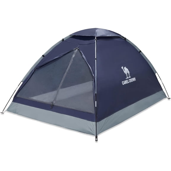 2-Person Navy Blue Waterproof Dome Camping Tent with Rainfly, Lightweight for Hiking and Backpacking