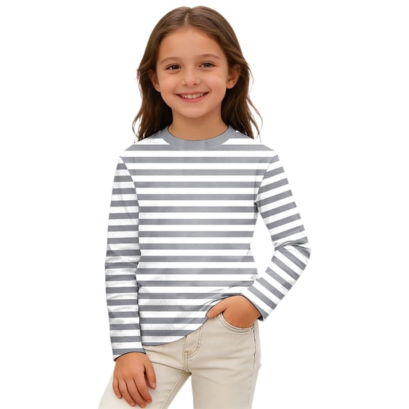 oqasdz Boys Carnival Stripe Long Sleeve Shirt Colorful Party Graphic Tee for Kids Top Breathable Cozy Durable Casual Outdoor