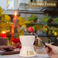 thumbnail image 4 of czcpp-Ceramic Butter Chocolate Fondue Pot Set, 400ml Cheese Fondue Set with 4 Forks, Butter Warmer Fondue Pot, Family Melting Hot Pot for Tapas (White), 4 of 4