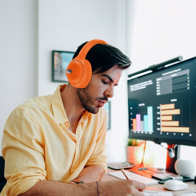Pisexur Electronics - Auriculares plegables con subwoofer Bluetooth 5.0 para hombre, con micrófono incorporado, llamadas inalámbricas, estéreo, cancelación de ruido, auriculares supraaurales suaves,