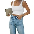 thumbnail image 3 of REORIA Square Neck Crop Tank for Women Seamless Ribbed Tank Basic Slim Fit Crop Tops, 3 of 11
