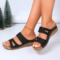 thumbnail image 2 of KIJBLAE Women's Peep Toe Open Toe Wedge Platform Sandals, Wide Width Thick Sole Comfort Casual Elevated Slides for Summer Black 42, 2 of 7