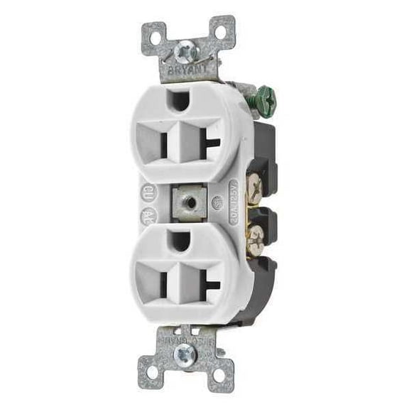 Bryant Receptacle,White,20A,Nylon,Duplex Outlet 5362BW