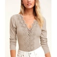 thumbnail image 3 of Body De Encaje, Manga Larga, Cuello En V, Ajustado, Para Mujer, Para Fiesta ANGGREK  Otros, 3 of 6