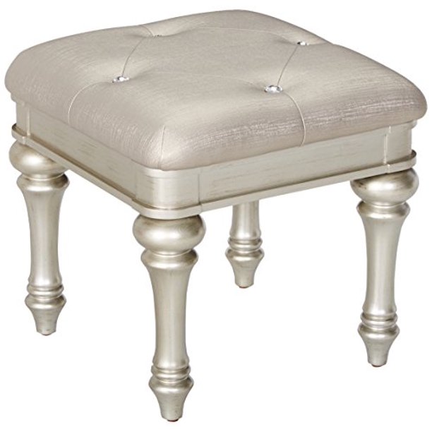 Vanity Stool with Arrow Bun Feet Metallic Platinum