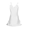 thumbnail image 3 of Vestido de pijama de pijama con ribete de encaje satinado sexy para mujer Encaje blanco XL, 3 of 6