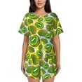 thumbnail image 1 of Balery Watercolor Kiwi Fruits Summer Conjunto de Pijama para Mujer con Estampado, Dos Piezas de Manga Corta y Shorts, Ropa de Dormir Suave con Cuello Redondo y Bolsillos-Large, 1 of 6