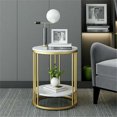 thumbnail image 6 of Wisfor Sintered Stone 2 Tier Sofa Side Table Round Coffee Table Nightstand for Living Room Bedroom, 6 of 11