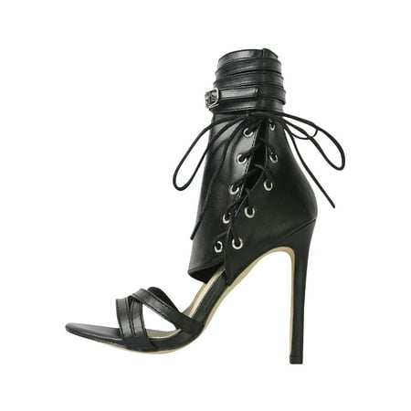 

Christmas Deals!2022 Juebong Women s Sexy High Heeled Open Toe Hollow Strappy Belt Buckle Side Zipper Cool Boots