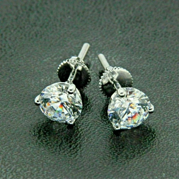 2Ct Lab Created Diamond Women's Solitaire Stud Earrings 14K White Gold Plated