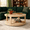 Oak, variant on Lyuhome 40β Curved 2 Tier Round Coffee Table with Wheels, Mid Century Rustic Style Table for Living Room, Office, Apartment, Dark Brown